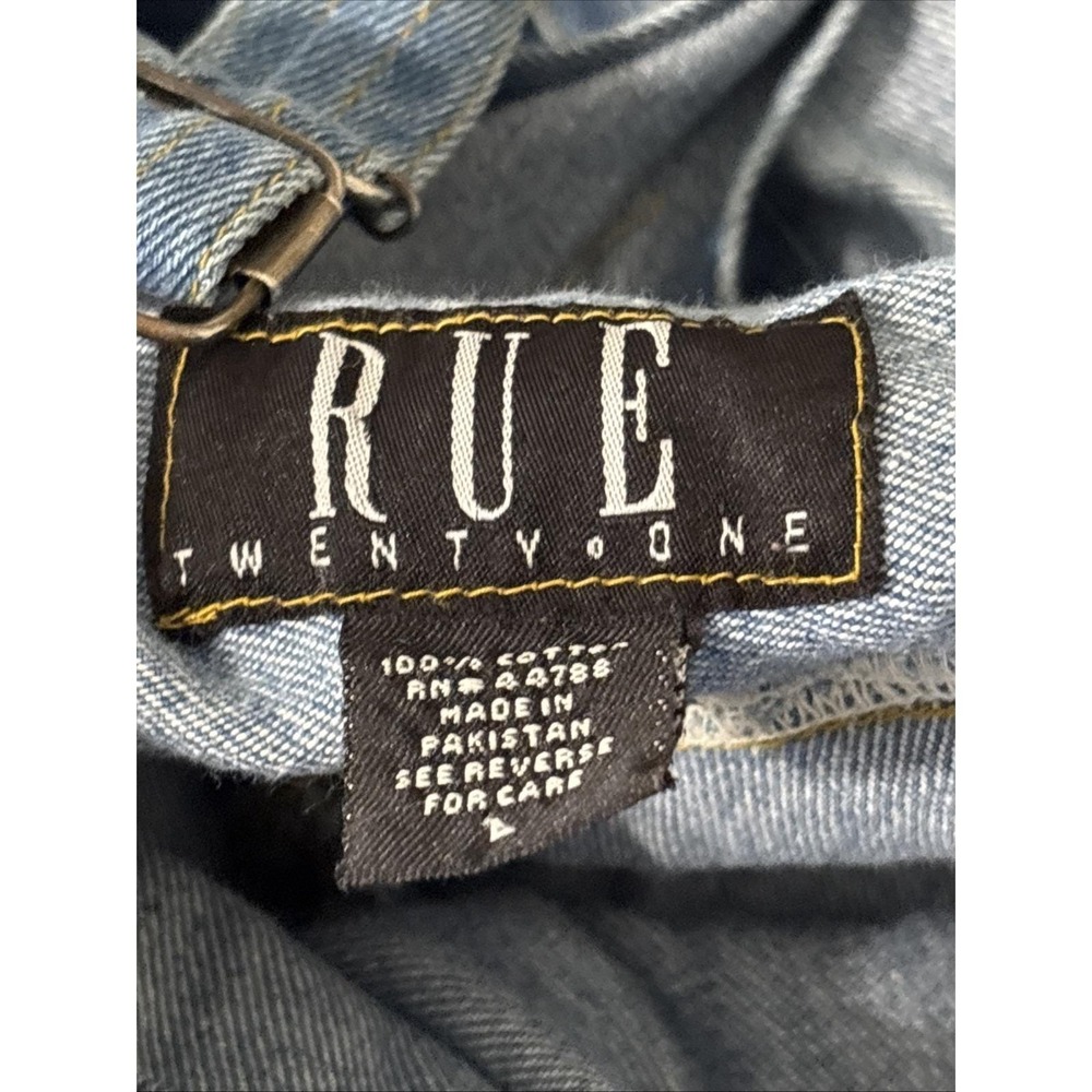Vintage Rue Twenty One Denim Overalls Wide Leg Bib Jeans Womens L - Picture 9 of 10